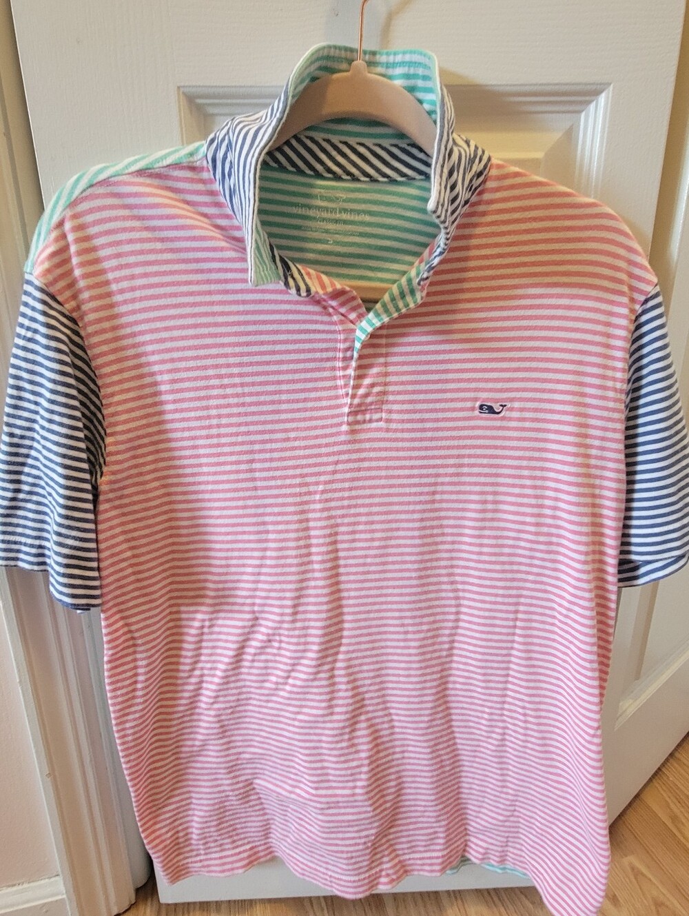Vineyard Vines Men's SMALL Multi-Color Colorblock Stripe Polo Shirt